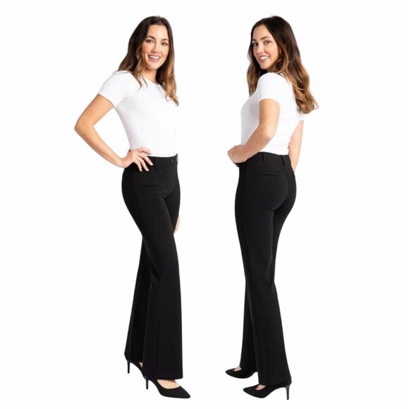 Betabrand Womens Dress Yoga Pants Bootcut Black Size L Stretch Work Trousers - Picture 1 of 9